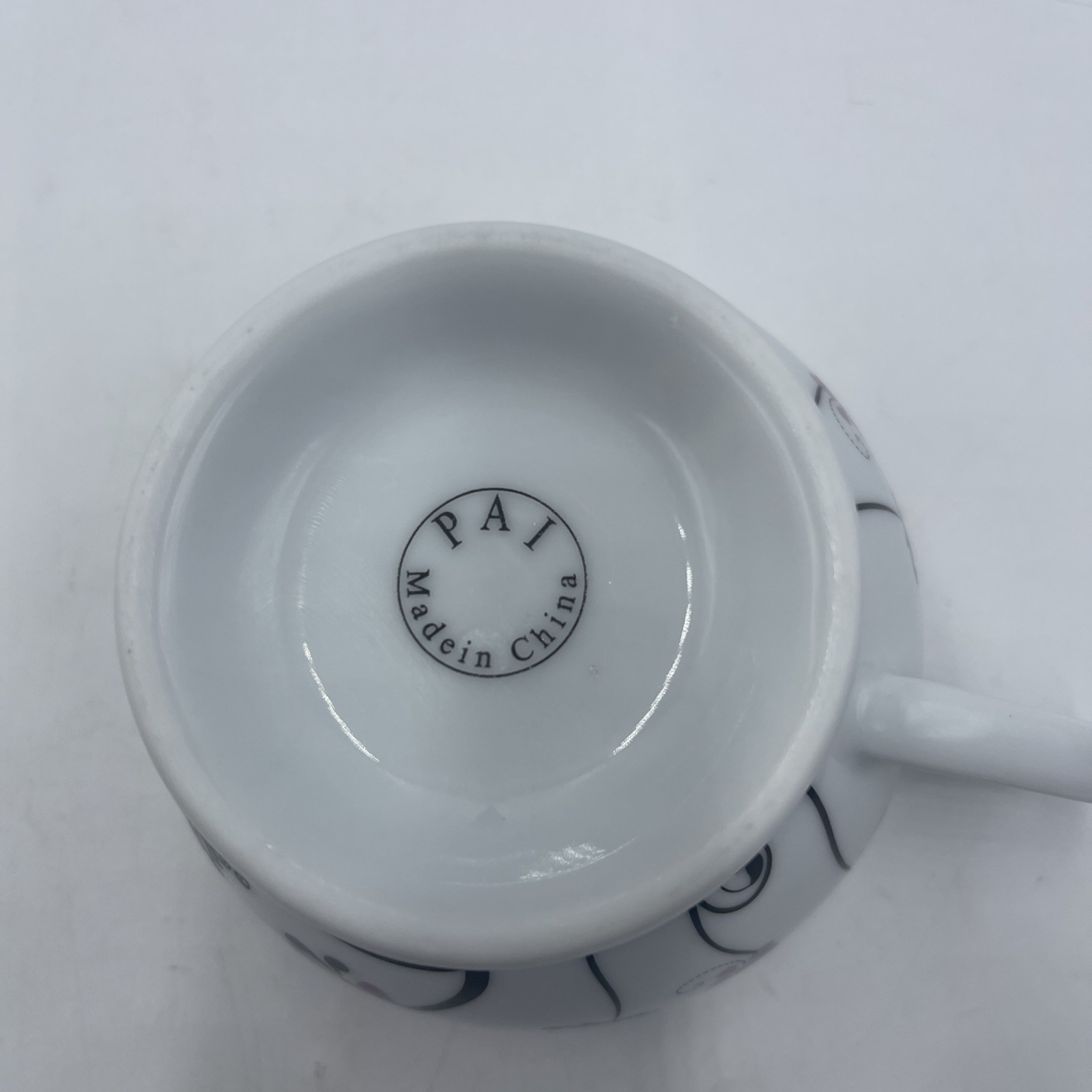 PAI Porcelain Pedestal Tea Coffee Cup Mug Purple Butterflies And Flowers ￼
