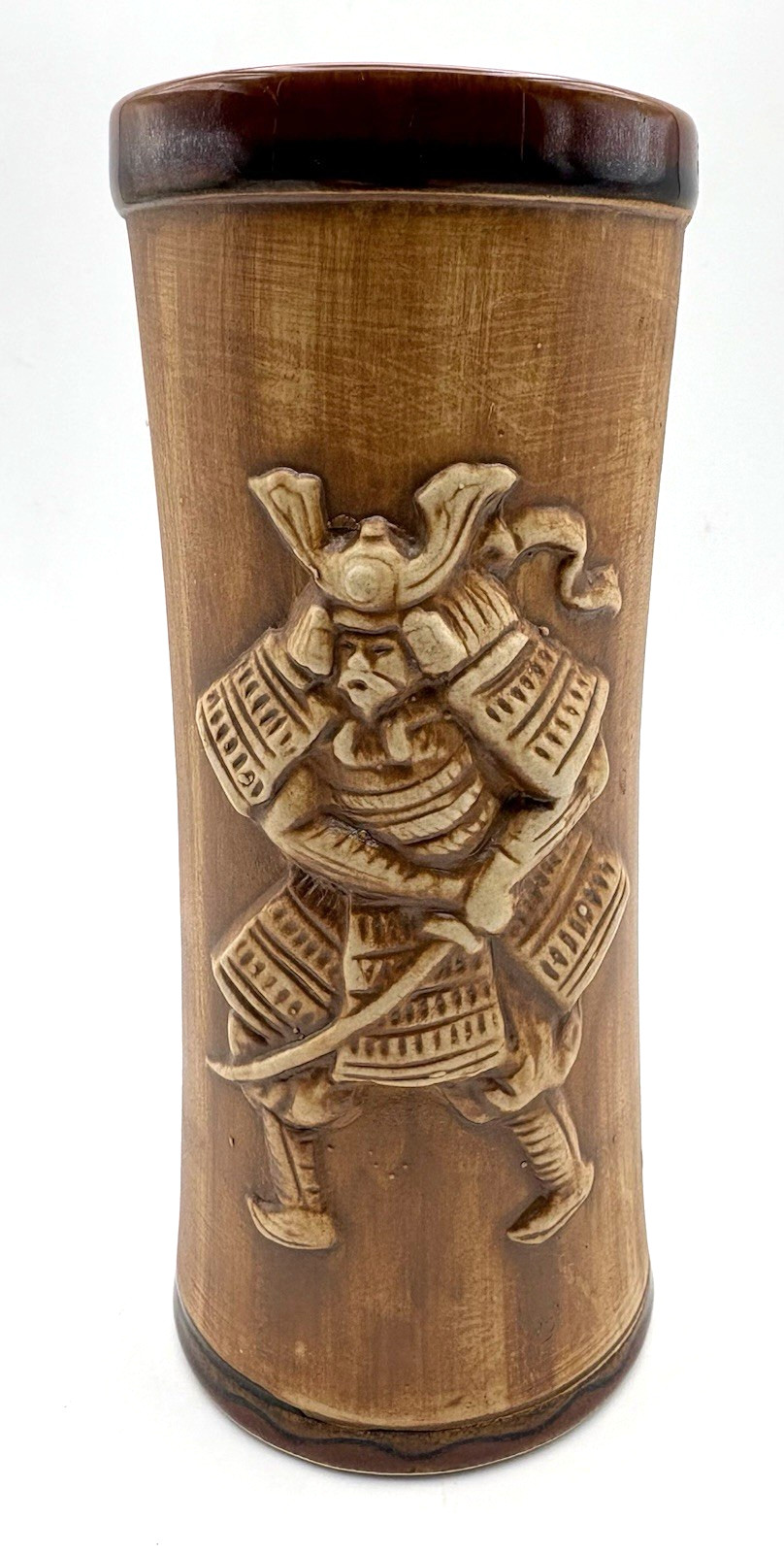 Samurai Warrior Grog Relief Asian Ceramic Tiki Style Mug Japan 7″
