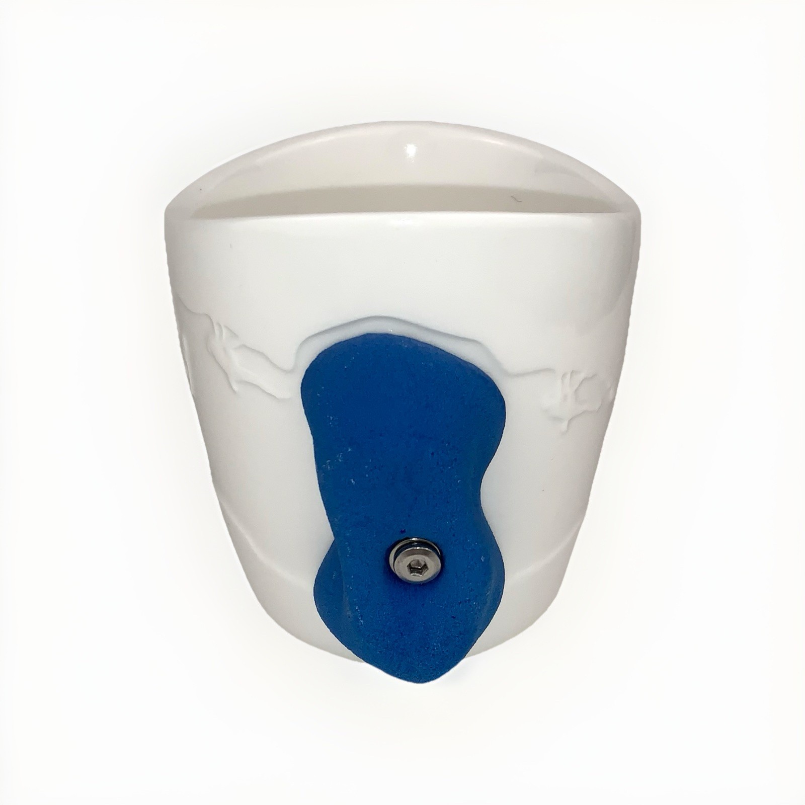 Rock Climbing Coffee Mug White w/ Blue Rock Pinch Handle Two Stones Tea Cup