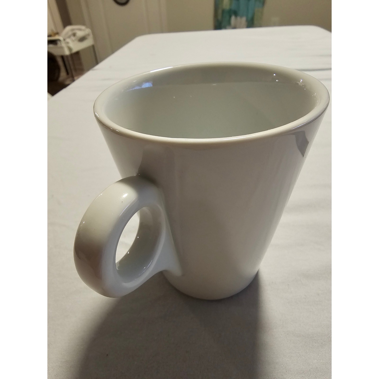 Lavazza Coffee Mug White Ceramic Blue Logo Tapered Cup Made in Italy 4.25 Inch