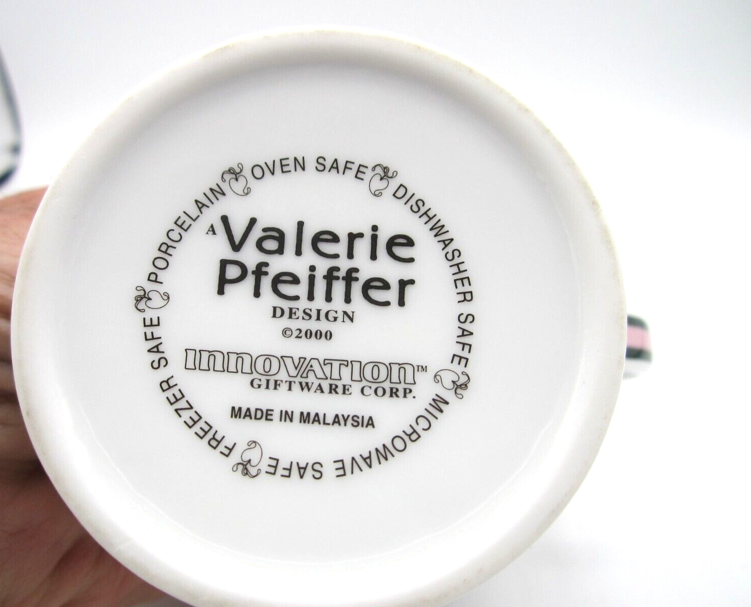 Valerie Pfeiffer Green with Pink, Red Roses & Birds Tea Coffee Mug 10 oz (313)