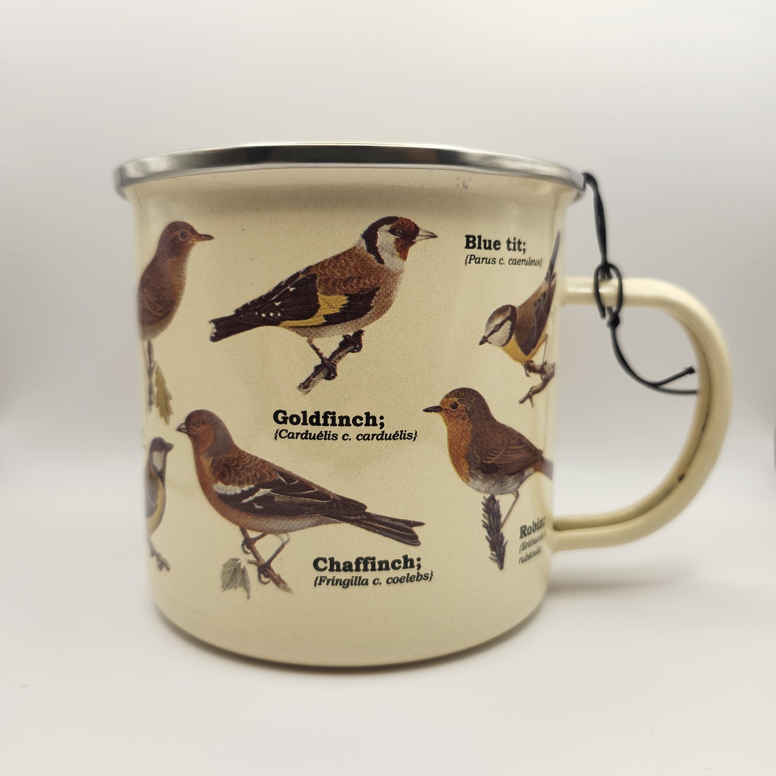 Garden Birds Enamel Metal Mug Gift Republic LTD. Scandinavian Fishing Year Book