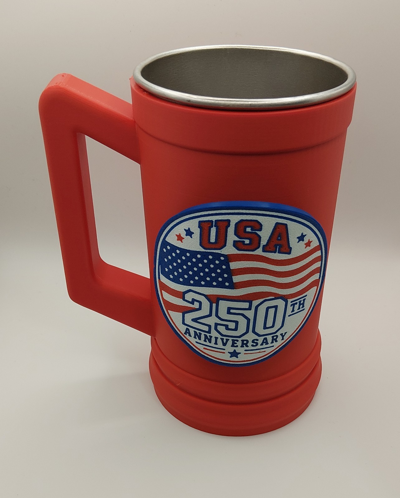 4-PACK RED Plastic Mug 16 Fl oz Cold Drink USA 250th Anniversary Theme 2