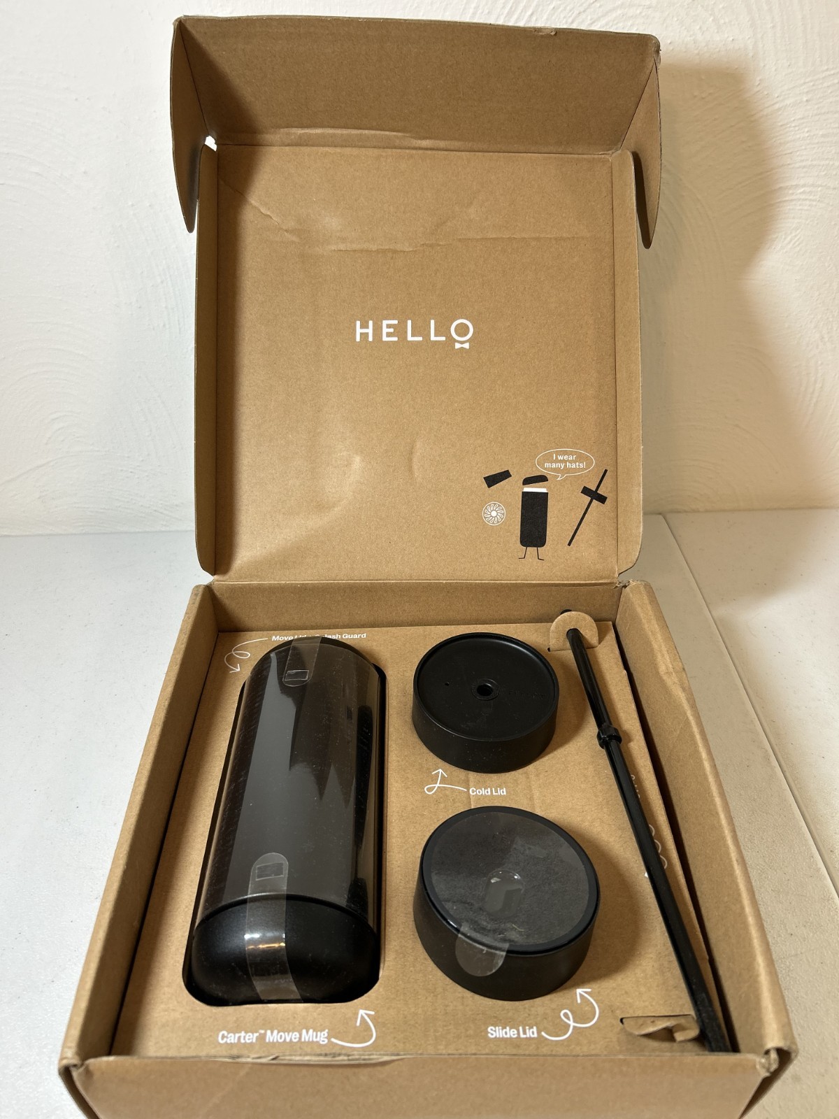 Fellow Carter 3-in-1 Sip System Coffee Mug Matte Black 16oz Insulated Mug New