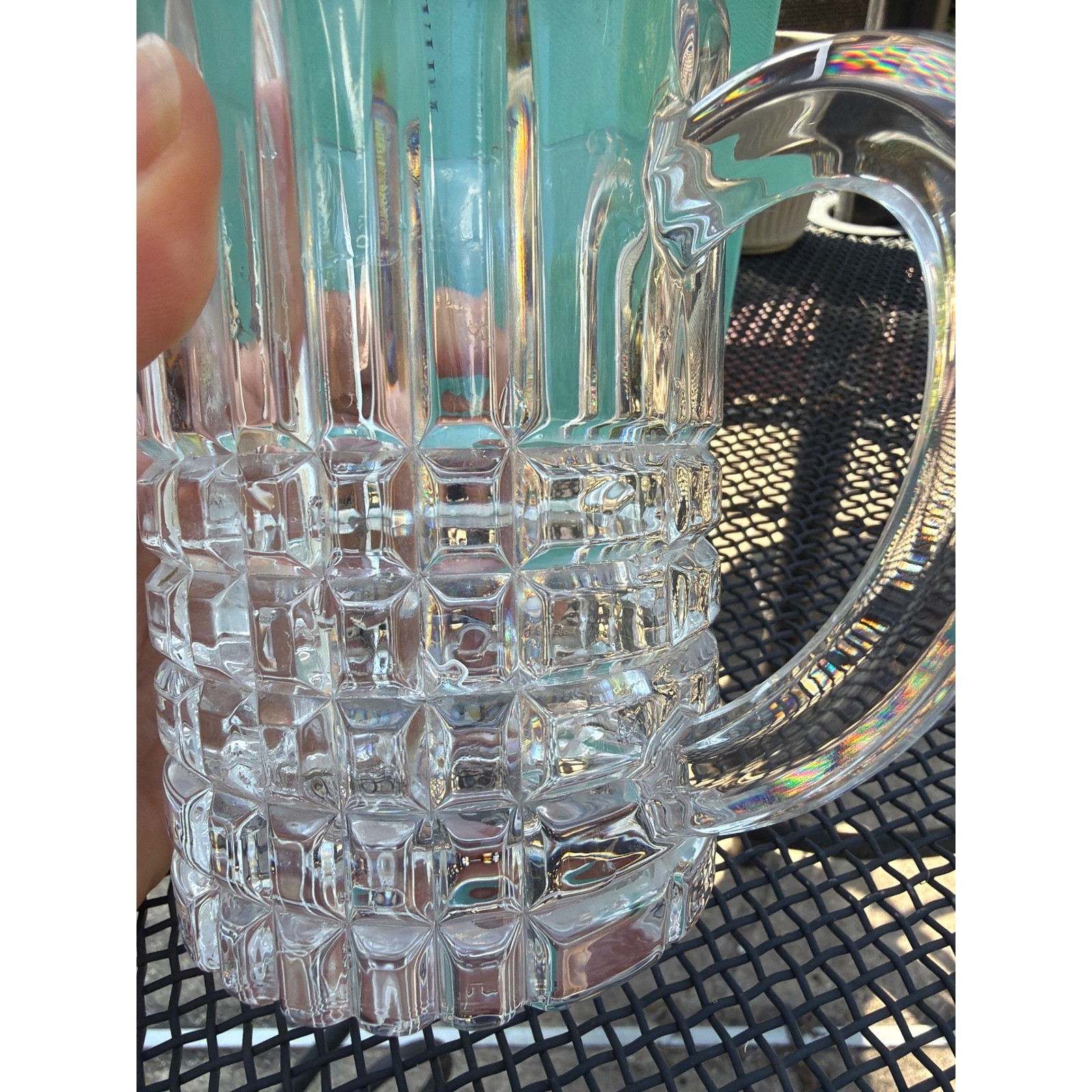 Tiffany & Co Crystal Plaid Beer Mug Tankard Glass with Box Clear Lead Crystal