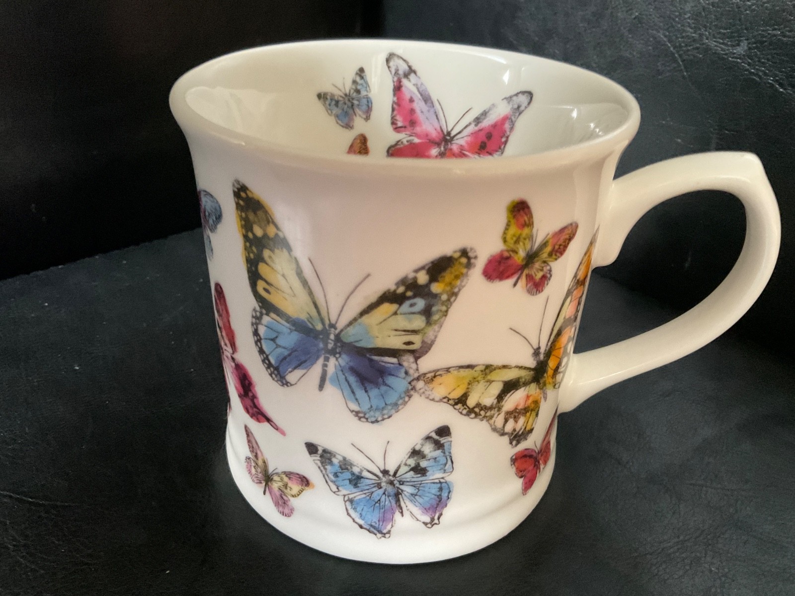Cooksmart England Fine China Butterfly Mug White Watercolor Ceramic Coffee Cup