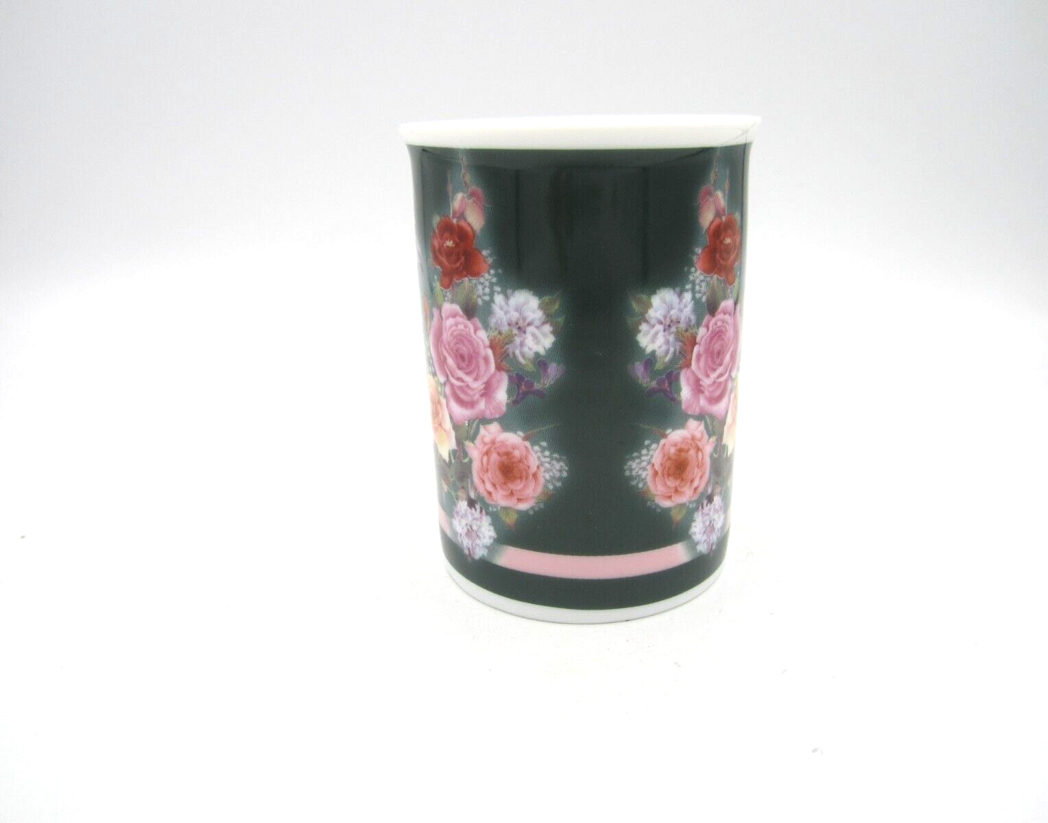 Valerie Pfeiffer Green with Pink, Red Roses & Birds Tea Coffee Mug 10 oz (313)