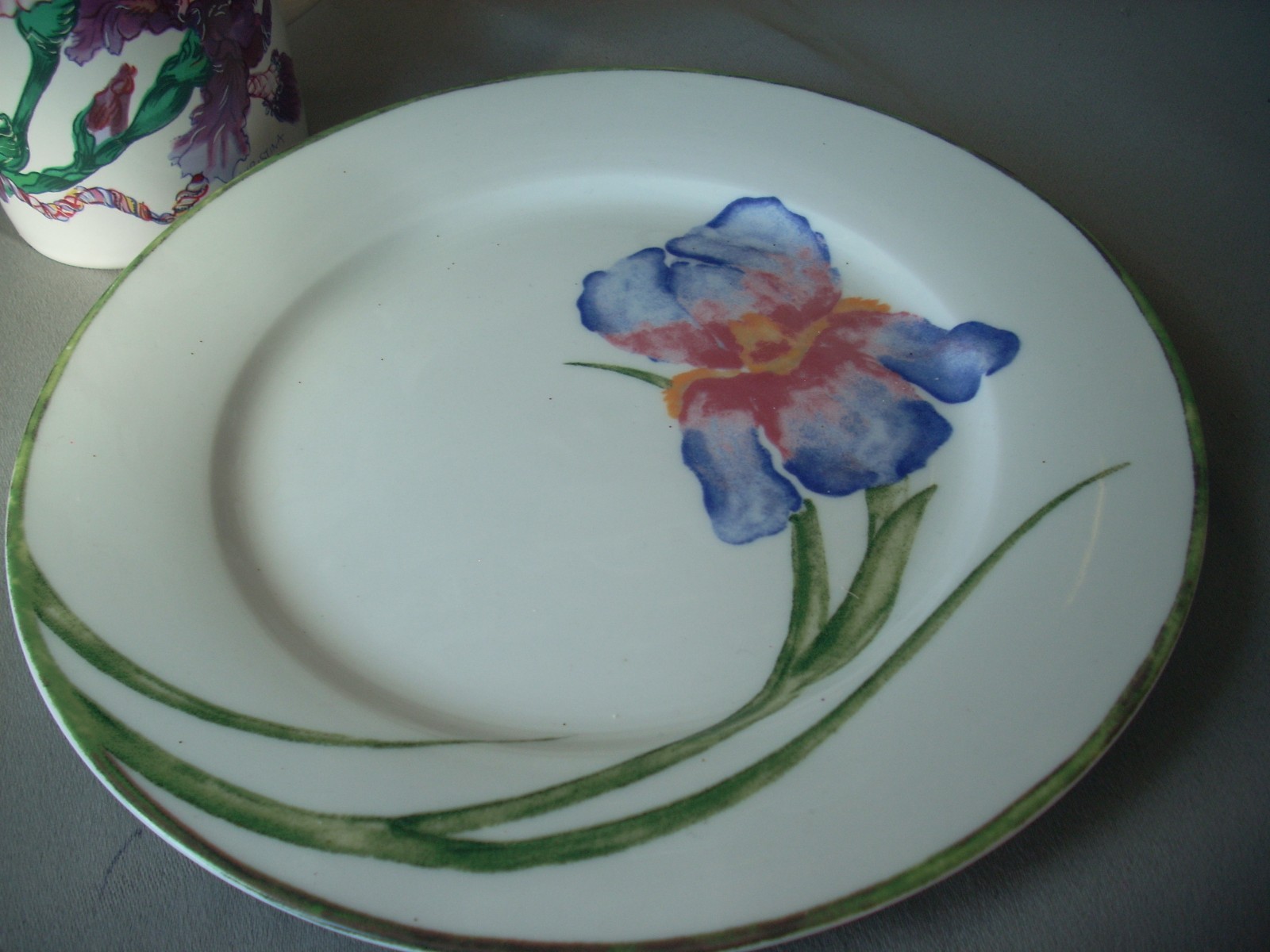 3 Pc Lot Purple Irises Mugs Plate Otagiri Pier 1 Porcelain