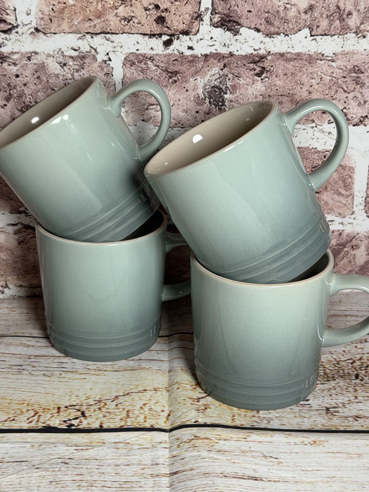 Le Creuset Coffee Mug Set of 4 LONDON Stoneware 12oz 350ml Sea Salt Second Choix
