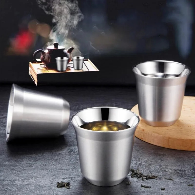 86ML/160ML Coffee Cup Double-layer Stainless Steel 304 Easy Clean Ins Coffee Mug