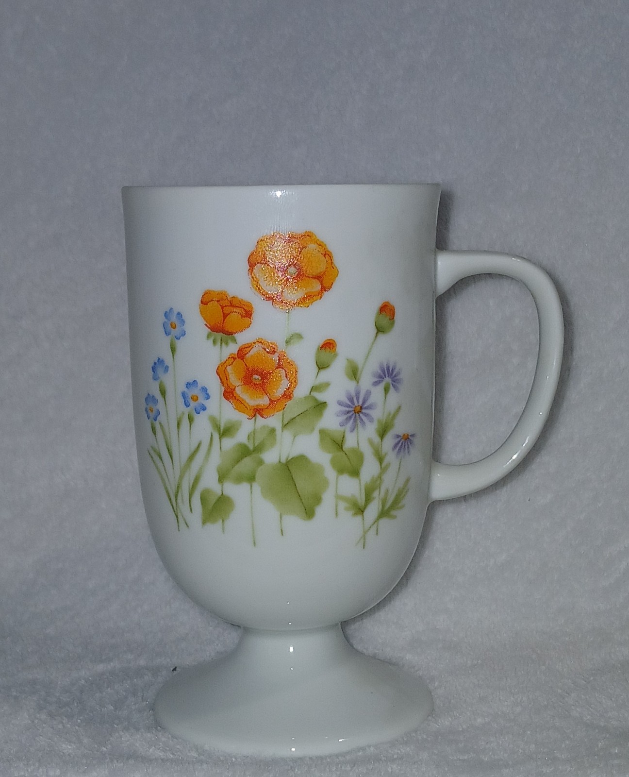 3 Vtg Pedestal Porcelain 60’s Coffee Cup Flower Butterfly Cottagecore Retro