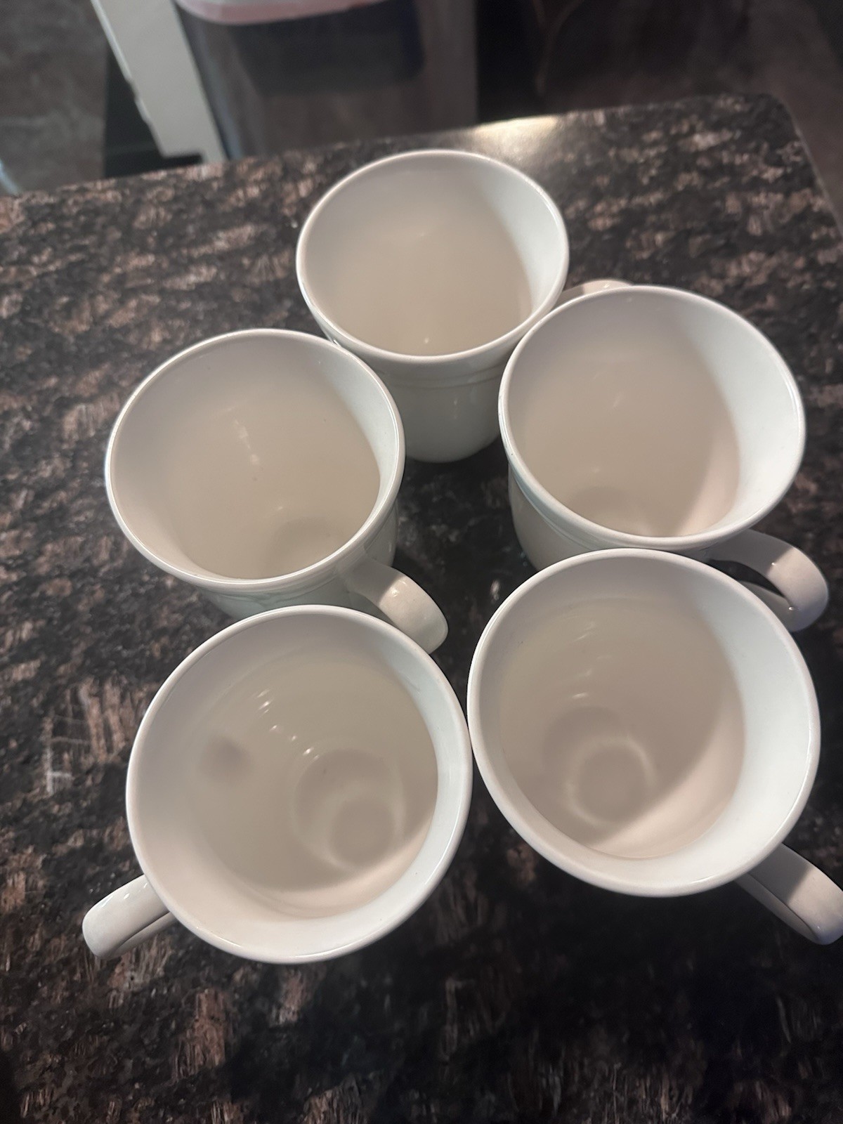 Gibson White Stoneware Coffee Mug Set, 8 fl oz, 5-Piece, Microwave Safe