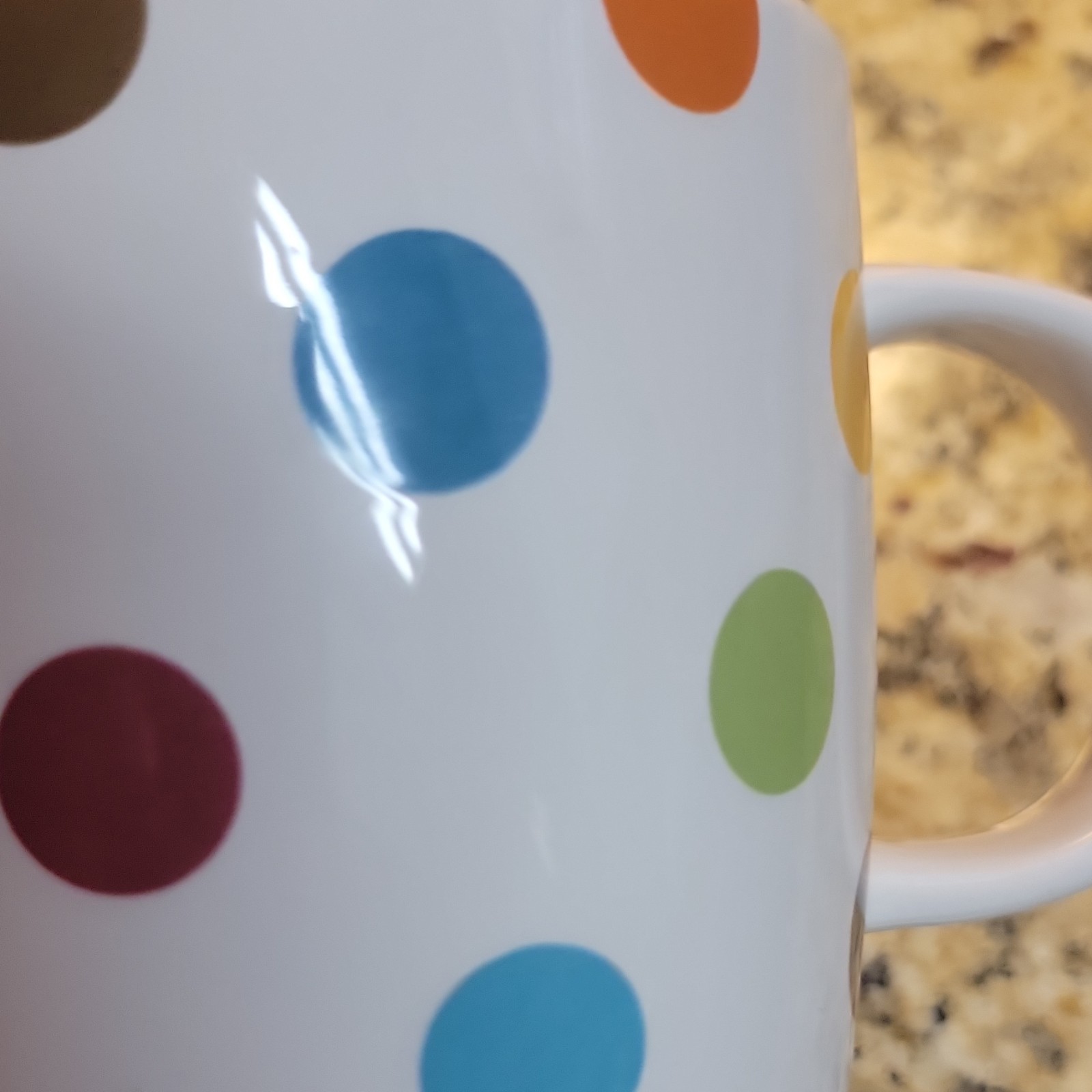 Pier 1 Confetti Ironstone Coffee Mug Polka Dot Multicolor Microwave Safe