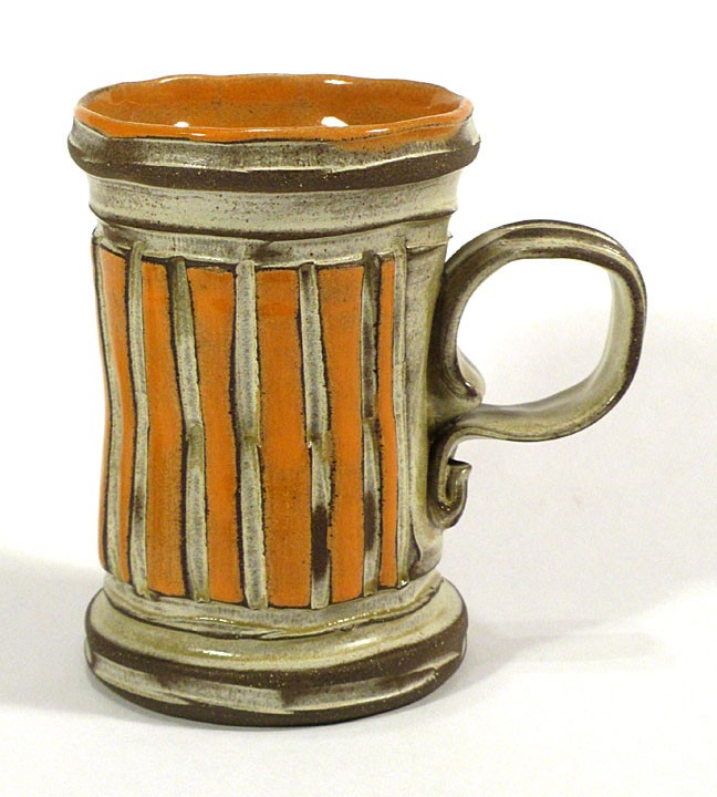 BOYAN MOSKOV Contoocook New Hampshire Pair TRASH CAN COFFEE MUGS Studio Pottery
