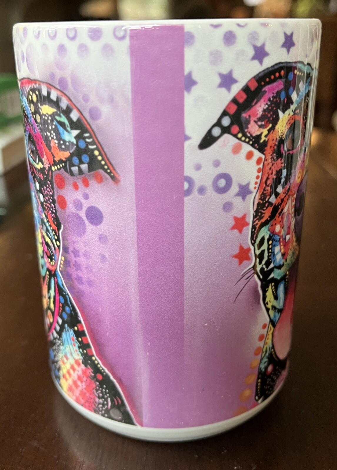 Vibrant Pop Art Dog Pit Bull Psychedelic Colors Artwork 14 oz. Coffee Mug Cup