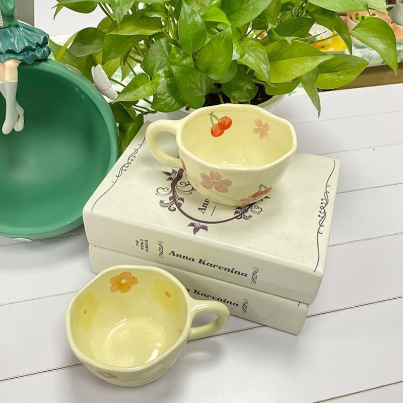 Hand-pinched Irregular Flower Ceramic Mug