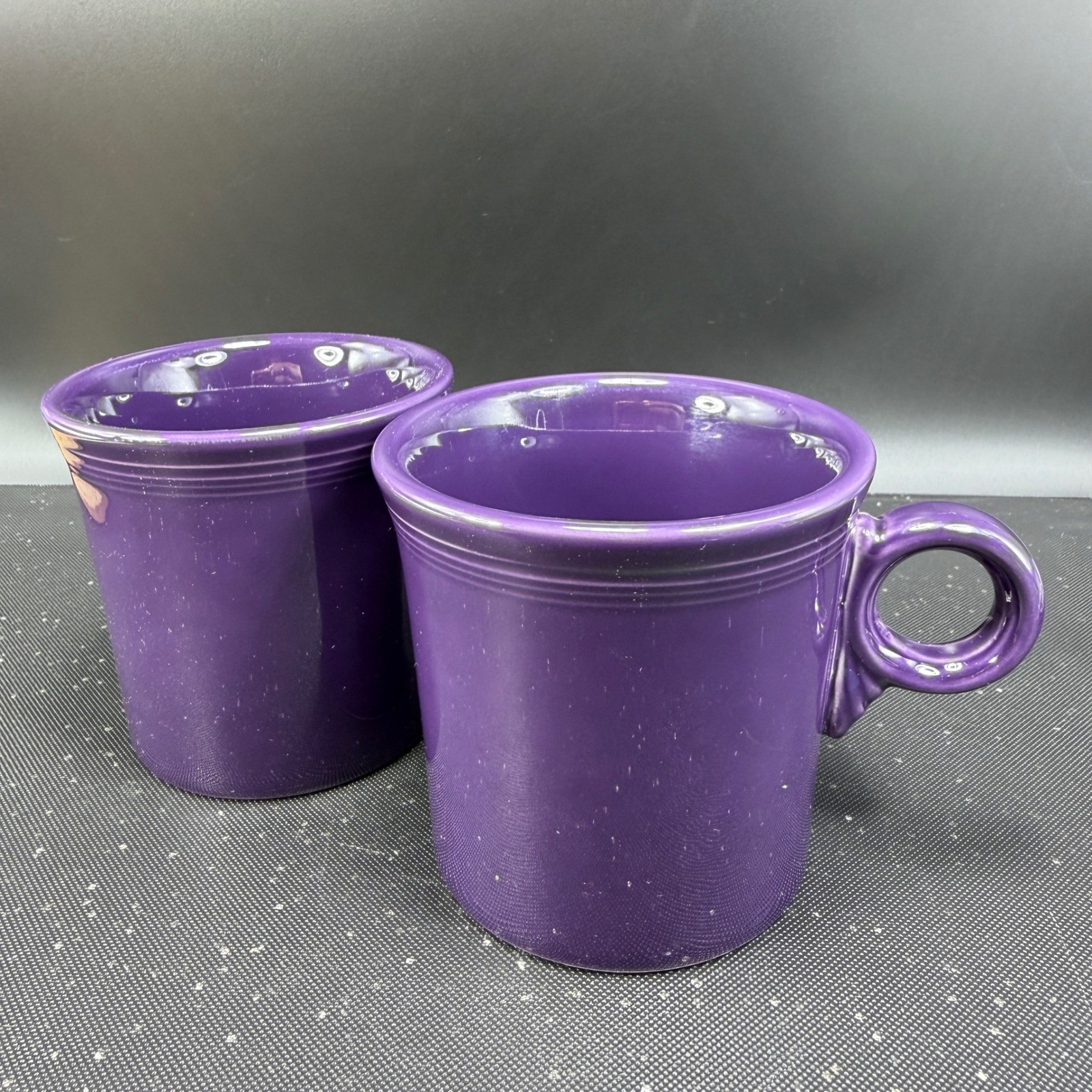Fiesta HLC USA Plum Purple Coffee Mugs Set of 2 Ring Handle Ceramic 3.5in tall