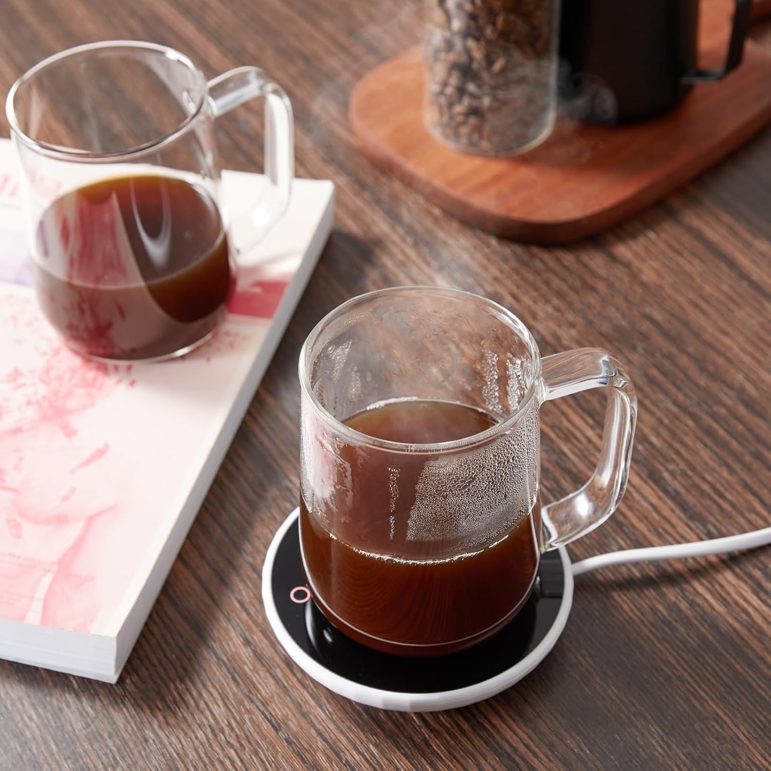 Glass Coffee Mugs, 16 oz Glass Coffee Cups Set of 2, Clear Borosilicate Glass…