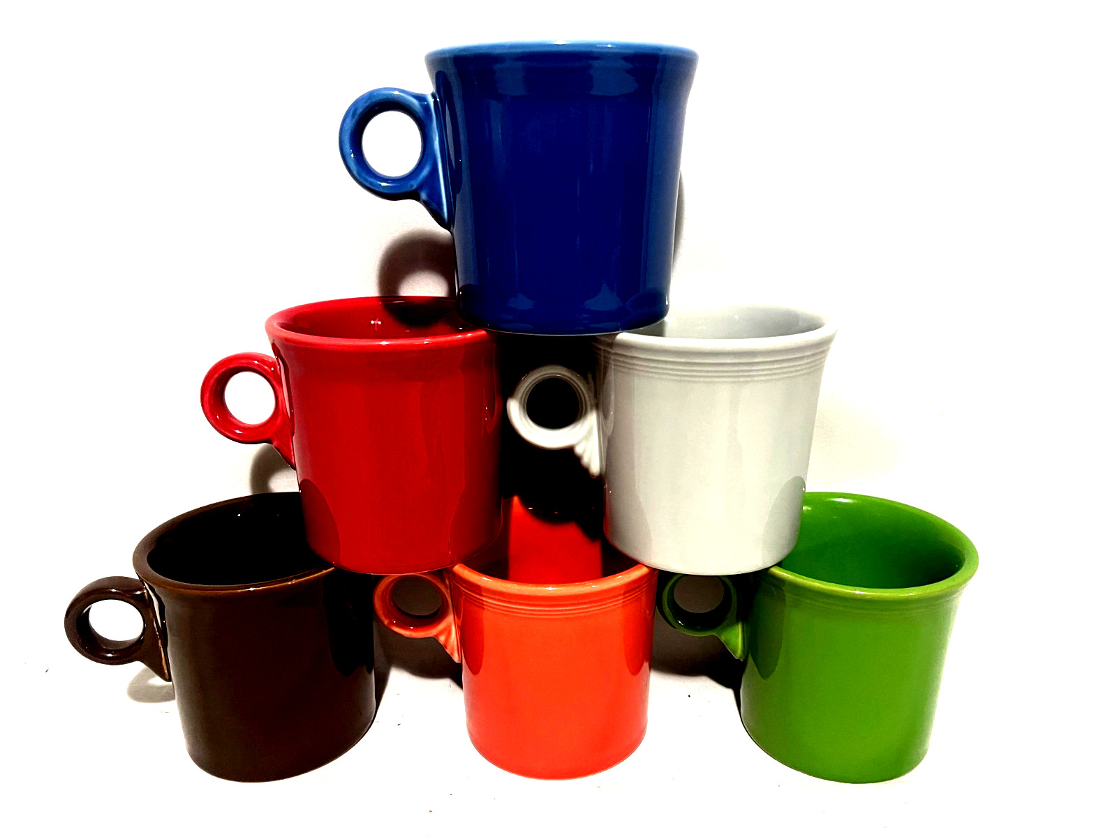 Fiesta Ware Coffee Mugs O Ring Handle Various Colors (Set Of 6) LOT #5