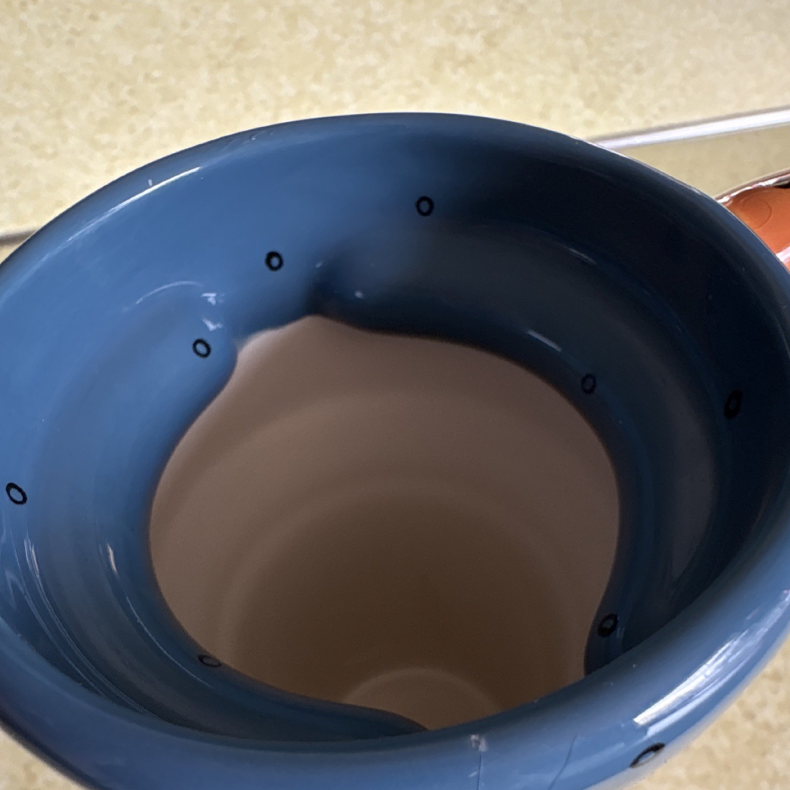 Java Junkie Ceramic Coffee Mug Blue Orange Multicolor Art Deco Design.