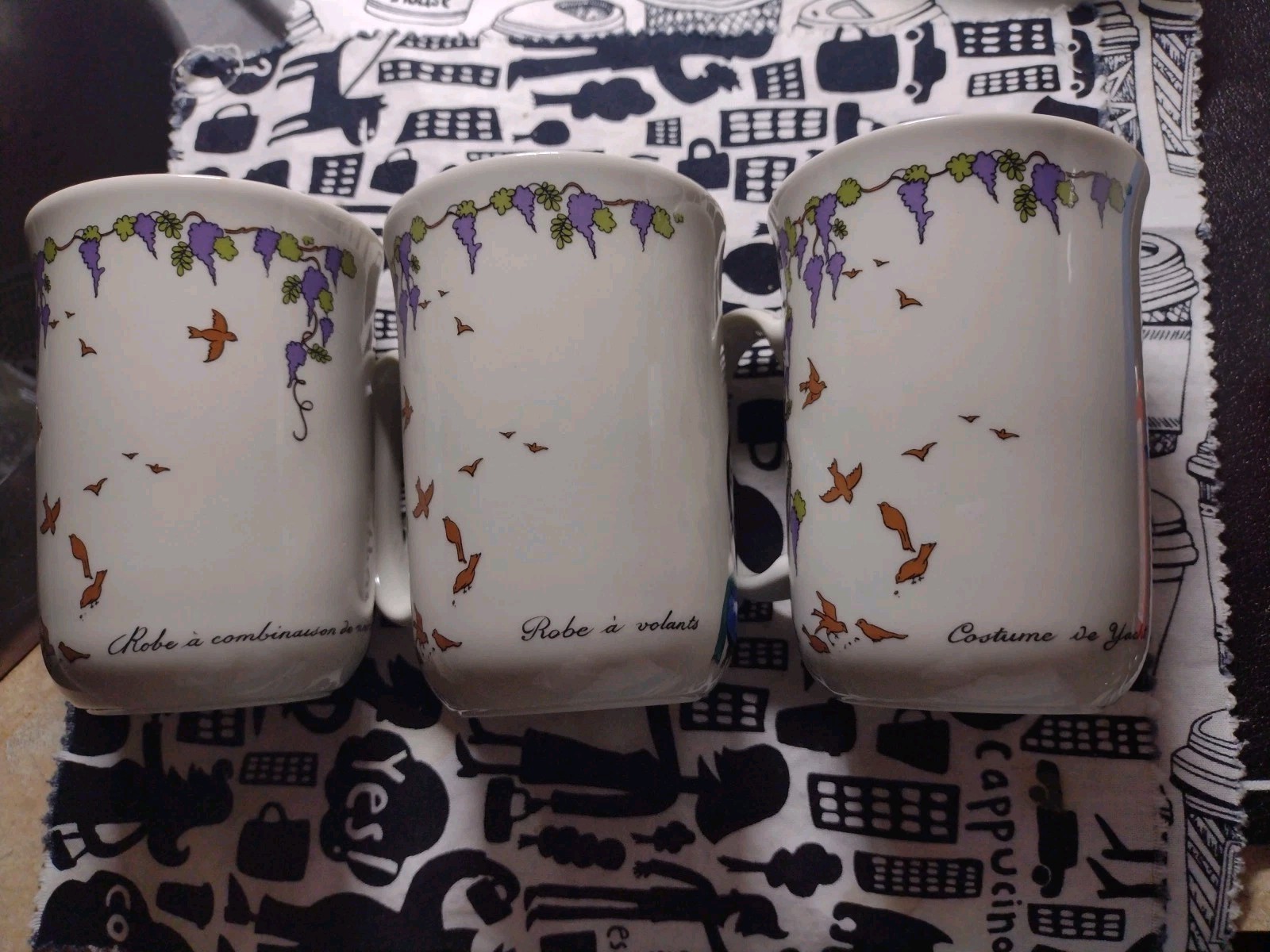 Villeroy & Boch Set Of 3 Mugs Cups Design 1900 Vintage Porcelain Women