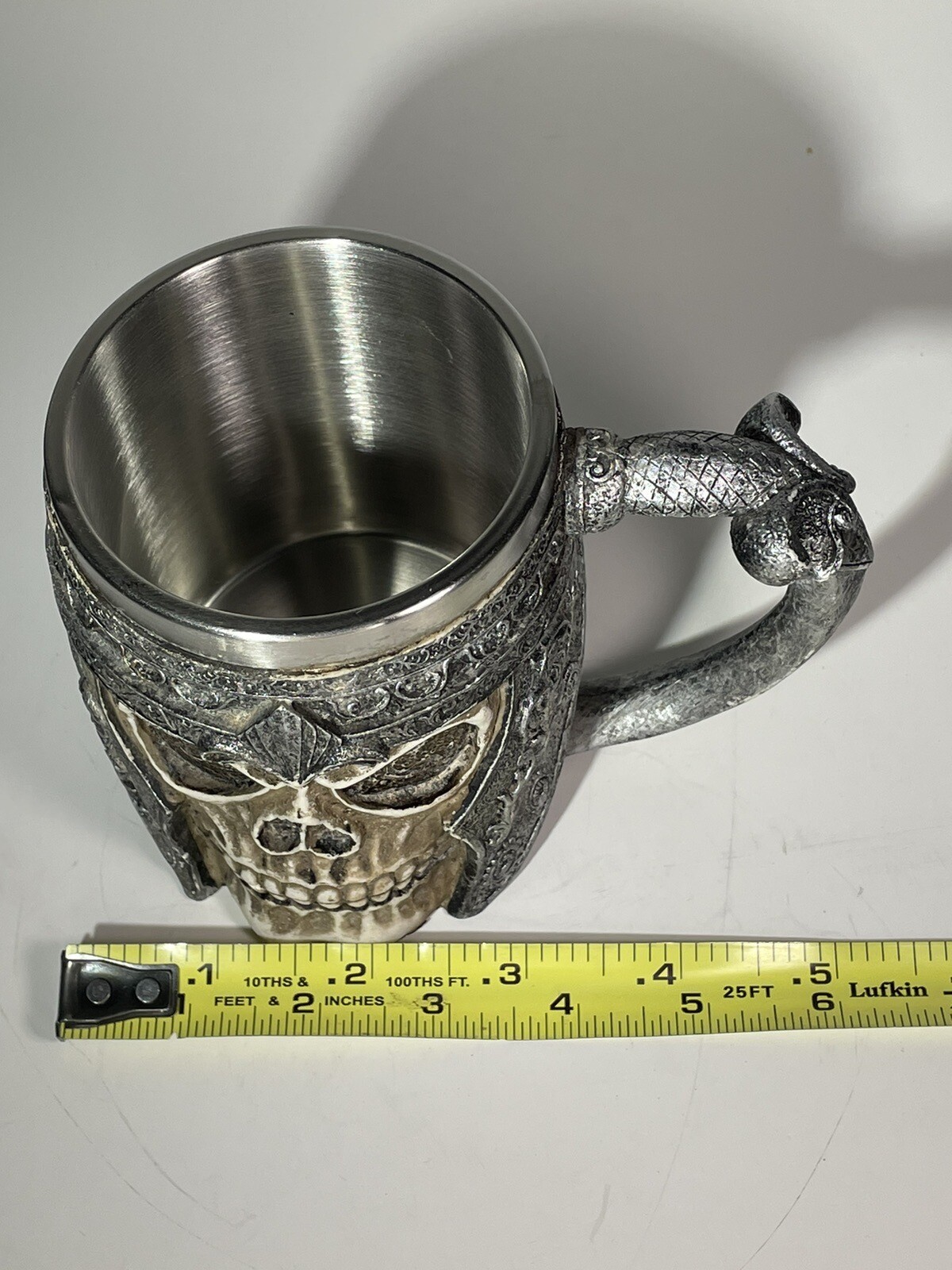 Stainless Steel Skull Coffee Mug Medieval Style Drinking Cup Viking Armor 4″