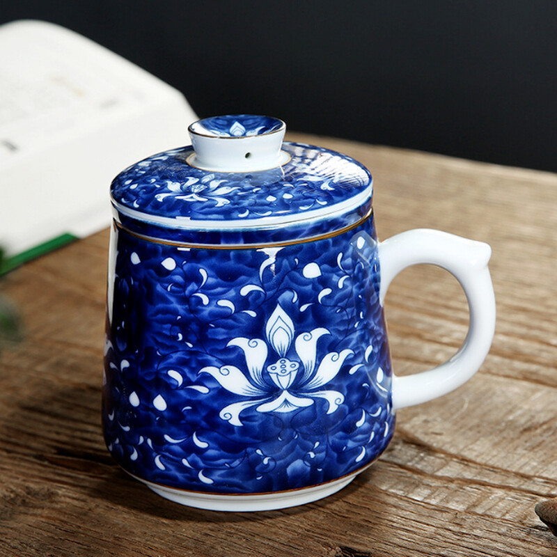 300ml China Jingdezhen Blue and White Porcelain Tea Cups Coffee Mugs Infuser