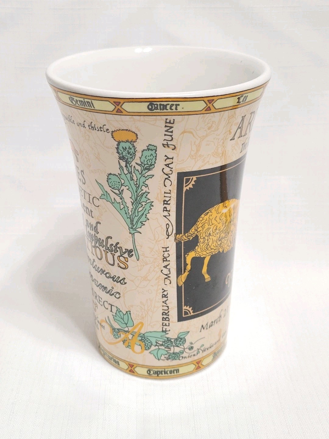 DUNOON Scottish Fine Stoneware ARIES Tall Coffee Mug ZODIAC by Jack Dadd