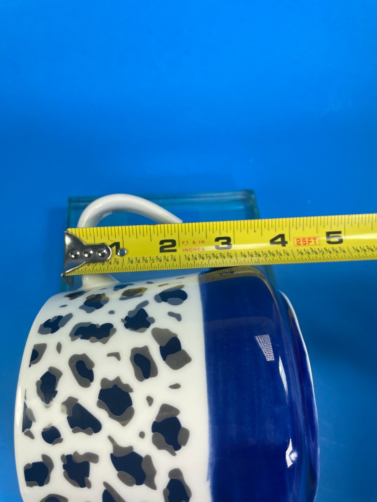 Sheffield Home Cheetah Leopard Print Coffee Mug 17 oz Silver/White/Blue Cup c89