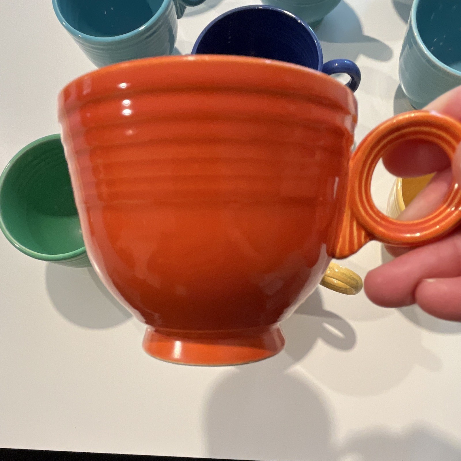 10-Piece Multicolor Fiesta Ceramic Coffee Cup Set 8 fl oz Mid-Century Modern