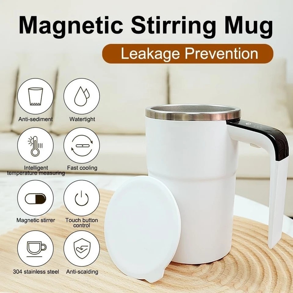 Automatic Magnetic Electric Self Stirring Mug Cup Mixing Coffee Milk Tea Beer