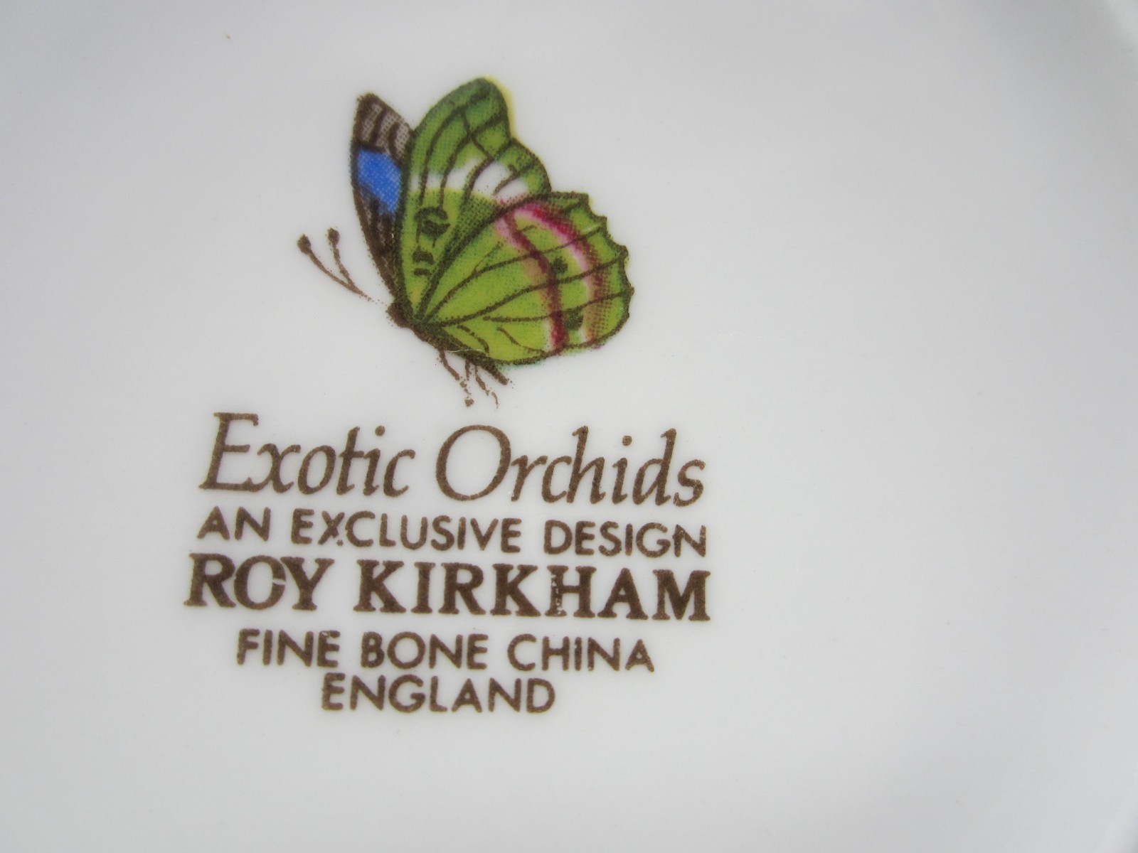 Roy Kirkham England Exotic Orchids White Pink Green Butterfly 10 oz (507)