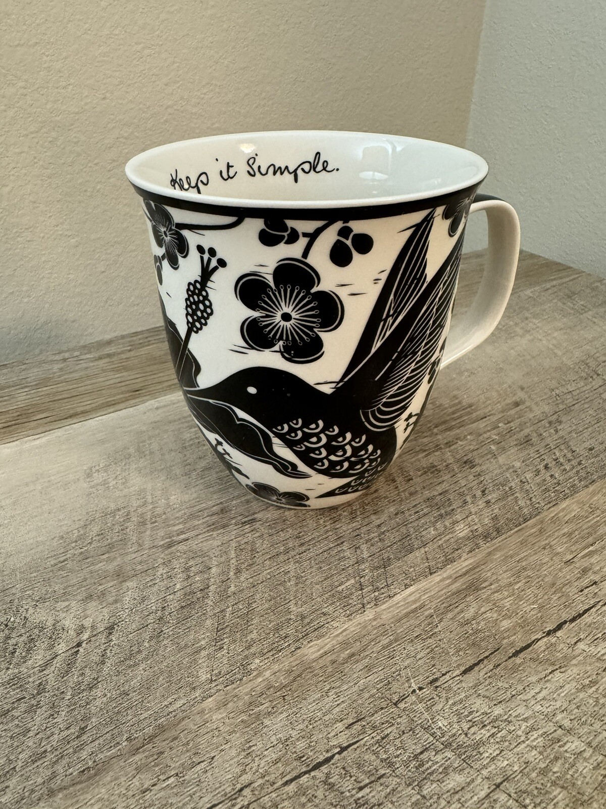 Hummingbird Coffee Mug Black & White Karma Keep It Simple Cup Birds