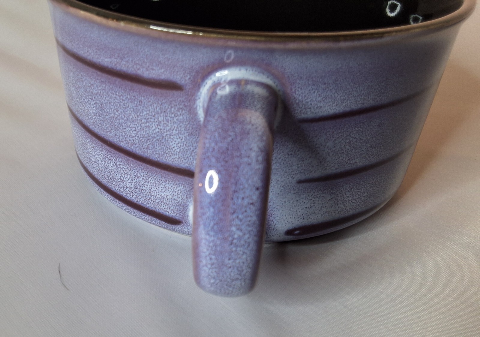 PURPLE POTTERY STRIPED COFFEE MUG CUP BOWL