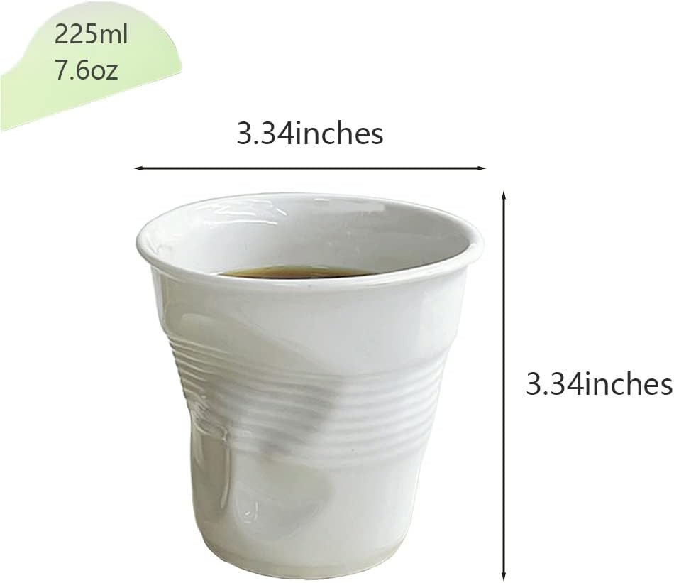 Creative Pleated Coffee Mug,Italian & French Cups, Irregular Ceramic Cup (Folds)