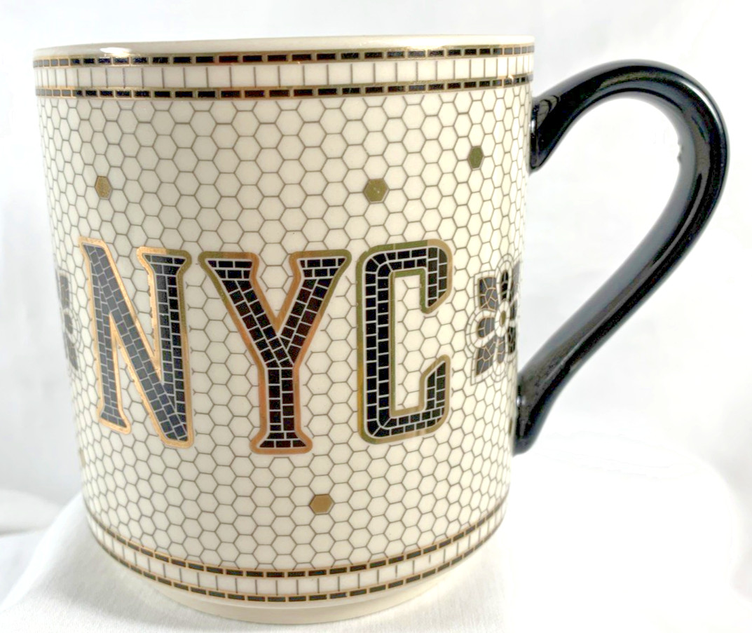ANTHROPOLOGIE BISTRO TILE ~ NYC MUG CUP LATTE TEA COFFEE MOSAIC
