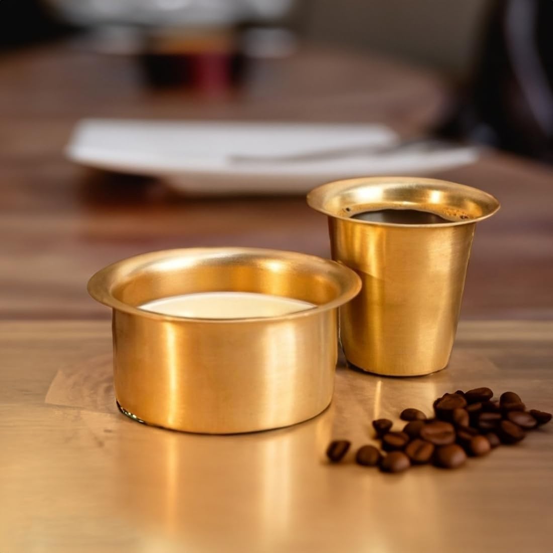 Brass Coffee Glass Tumbler Tea Coffee Dabara Set of 4 120 ML