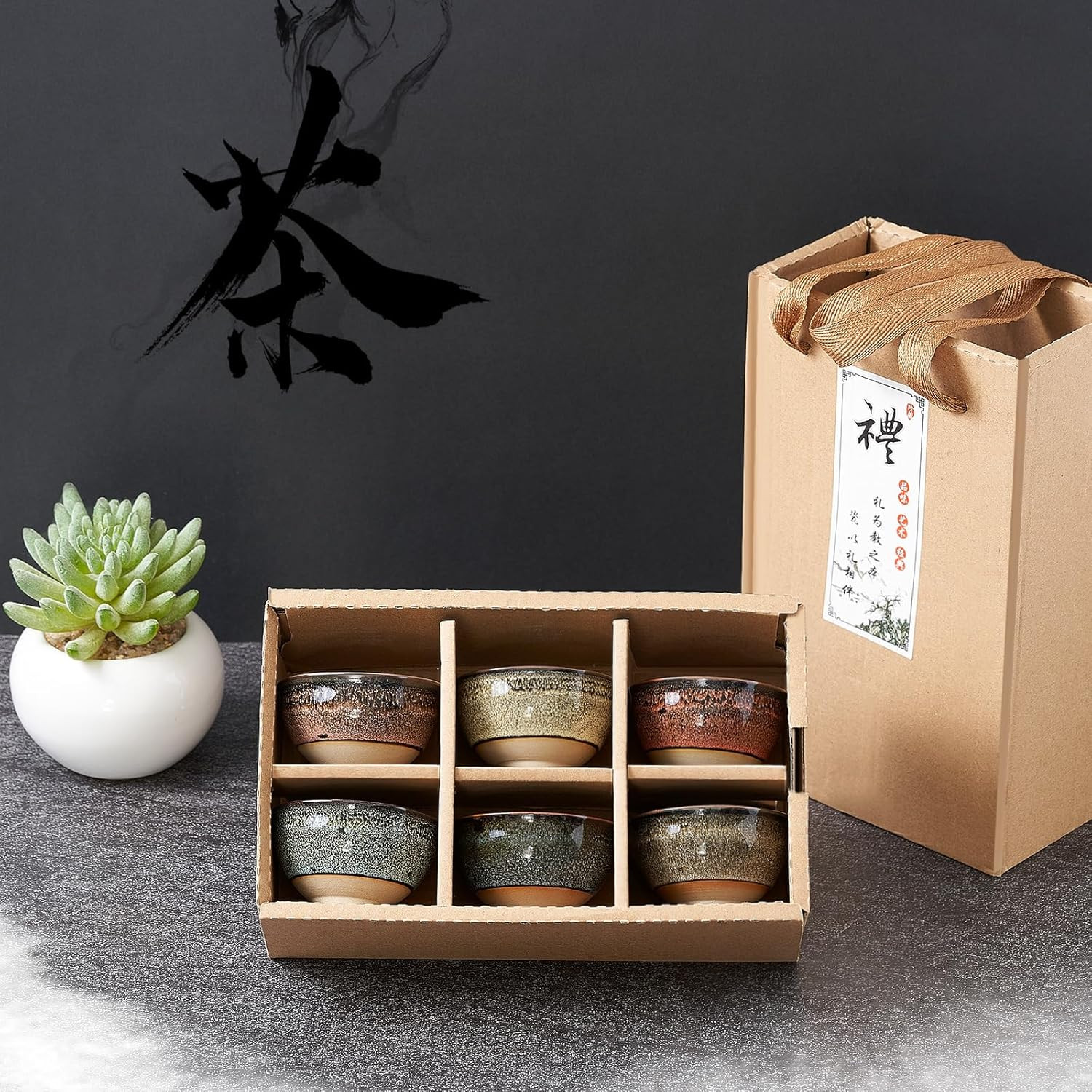6 Pieces Korean Soju Shot Glasses Sets Porcelain Cups Korean Ceramic Cups Tea Ac