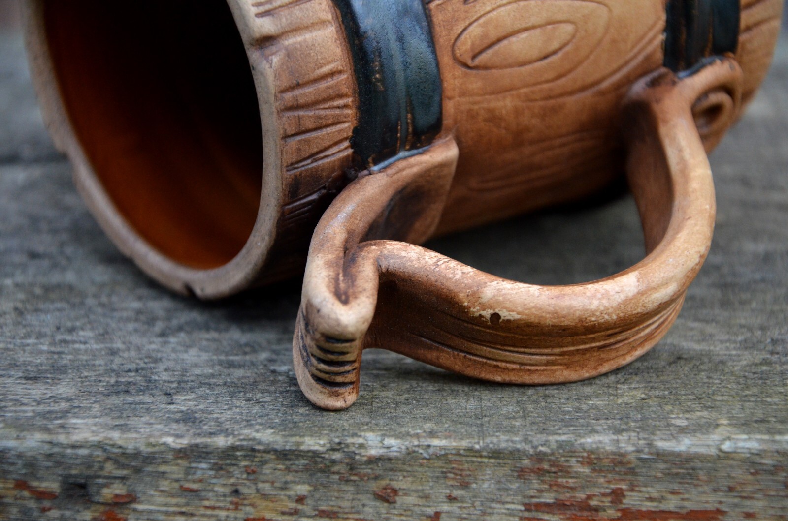 Large Beer Mug, Pottery, Wood Decor Ceramic Rustic Style Forester Gift, Decor
