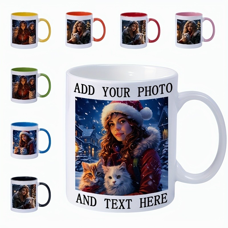 custom 11oz ceramic mug – personalized photo text double-sided design gift mug♮