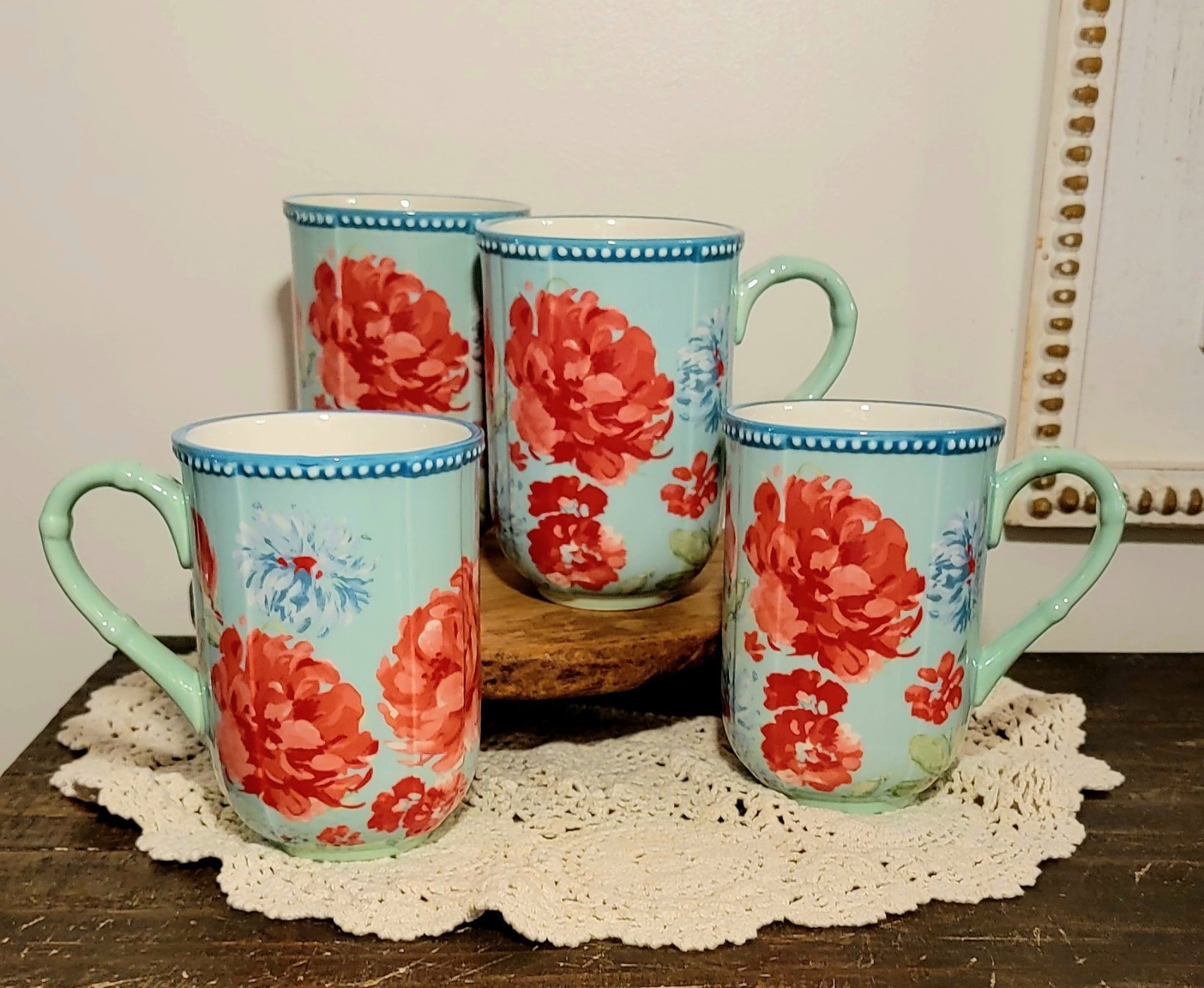 The Pioneer Woman Gorgeous Floral Garden Large Stoneware 23 fl oz Mugs, Set of 4