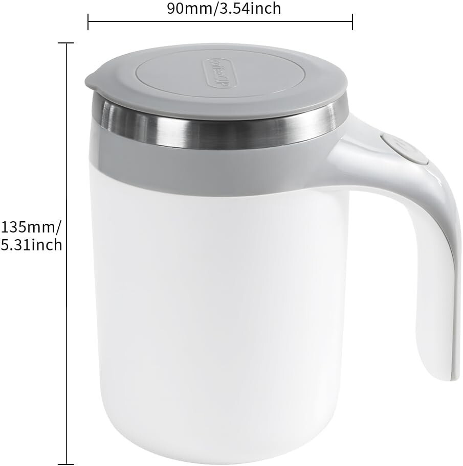 Automatic Mixing Coffee Mug Rotating Cute Mixing Cup 13 oz/380 ml, White