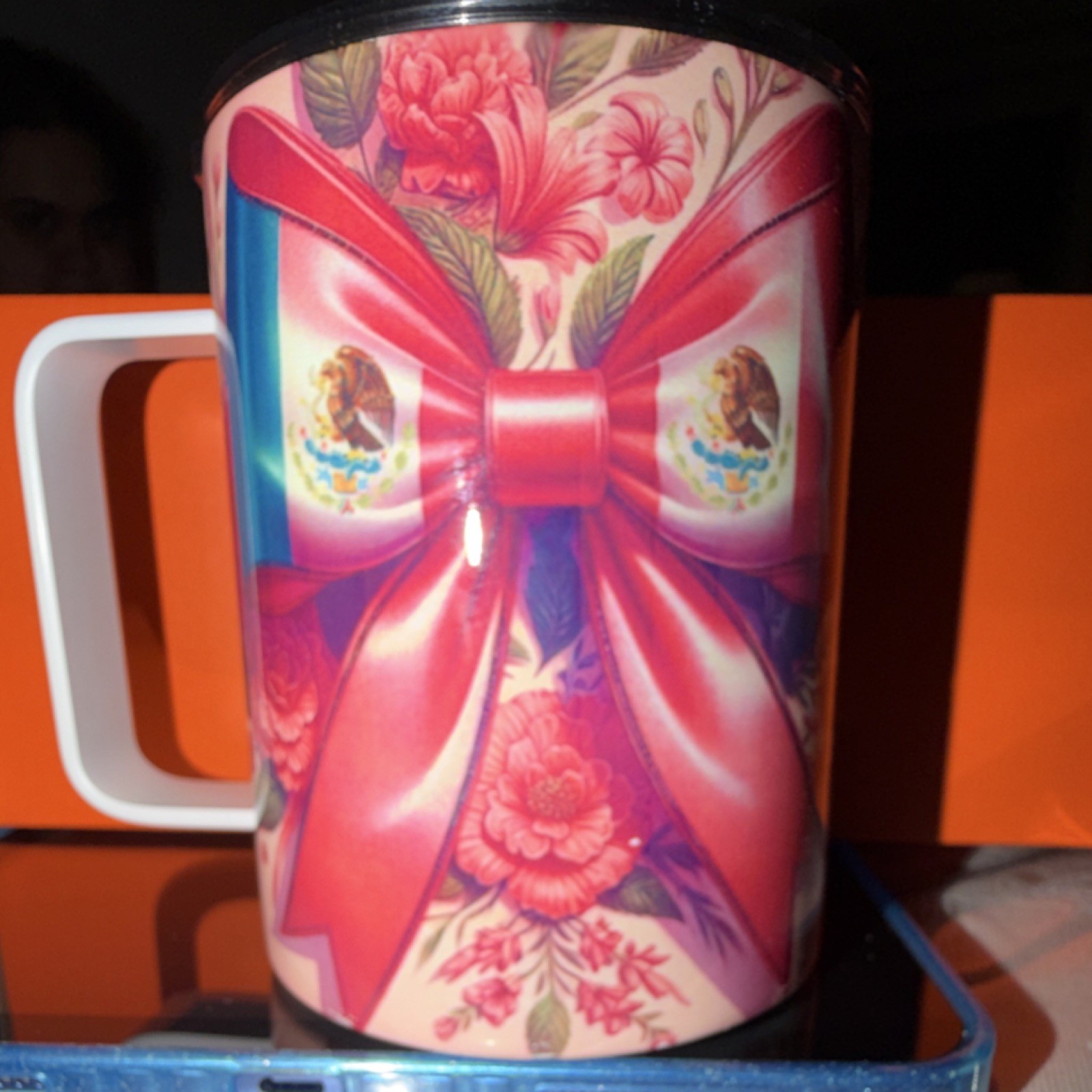 Multicolor Bow Floral Coffee Mug Decorated Novelty Round
