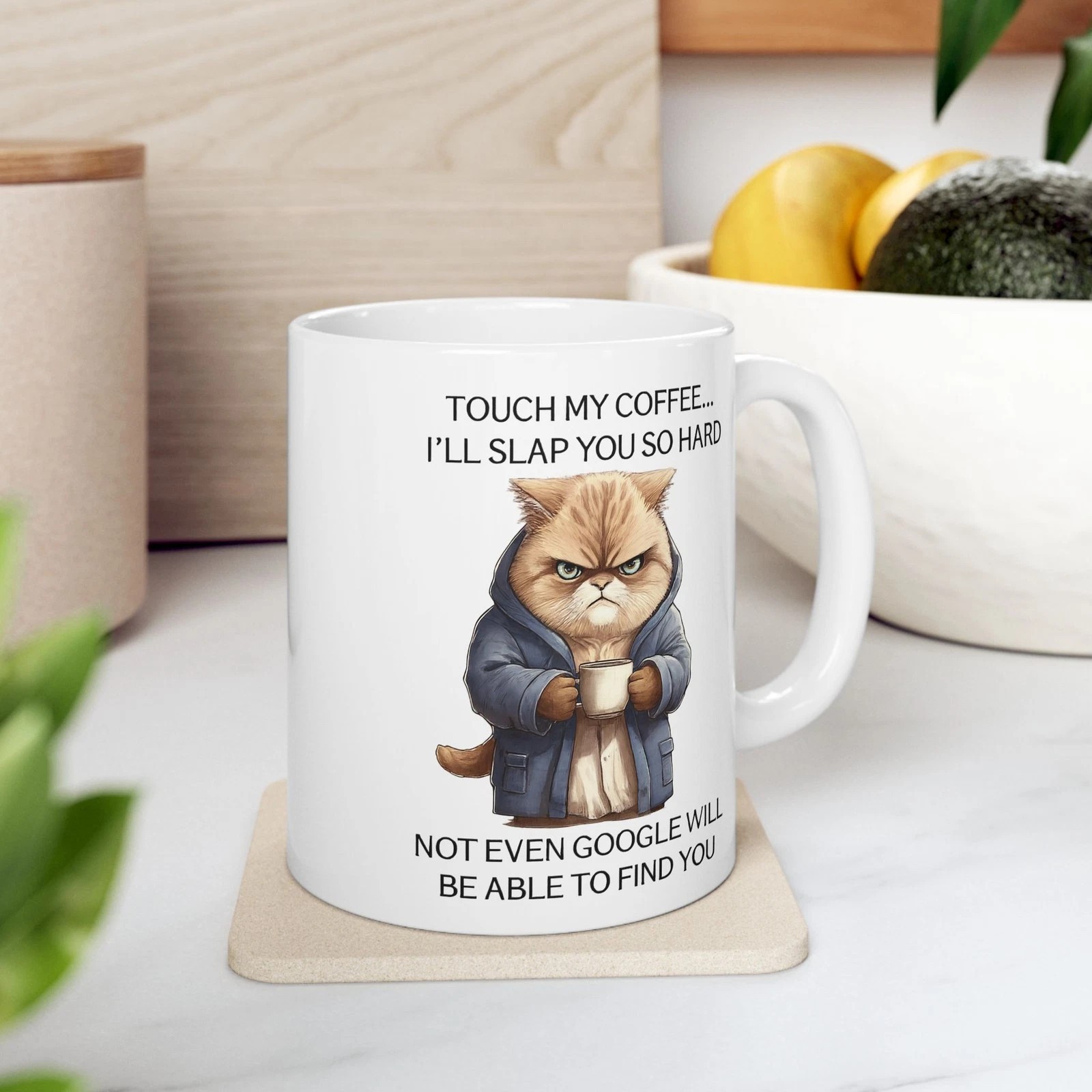 Funny Cat Coffee Mug 11oz Don’t Touch My Coffee Cat Lover Gift Ceramic Cup