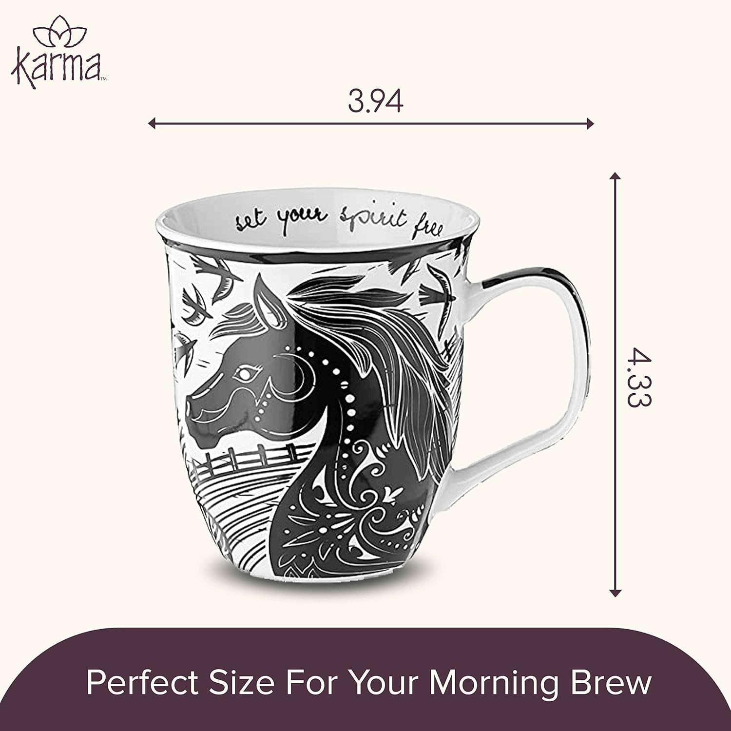 Inspirational Boho Horse Mug – 14 oz Dishwasher Safe Ceramic for Daily Enjoyment