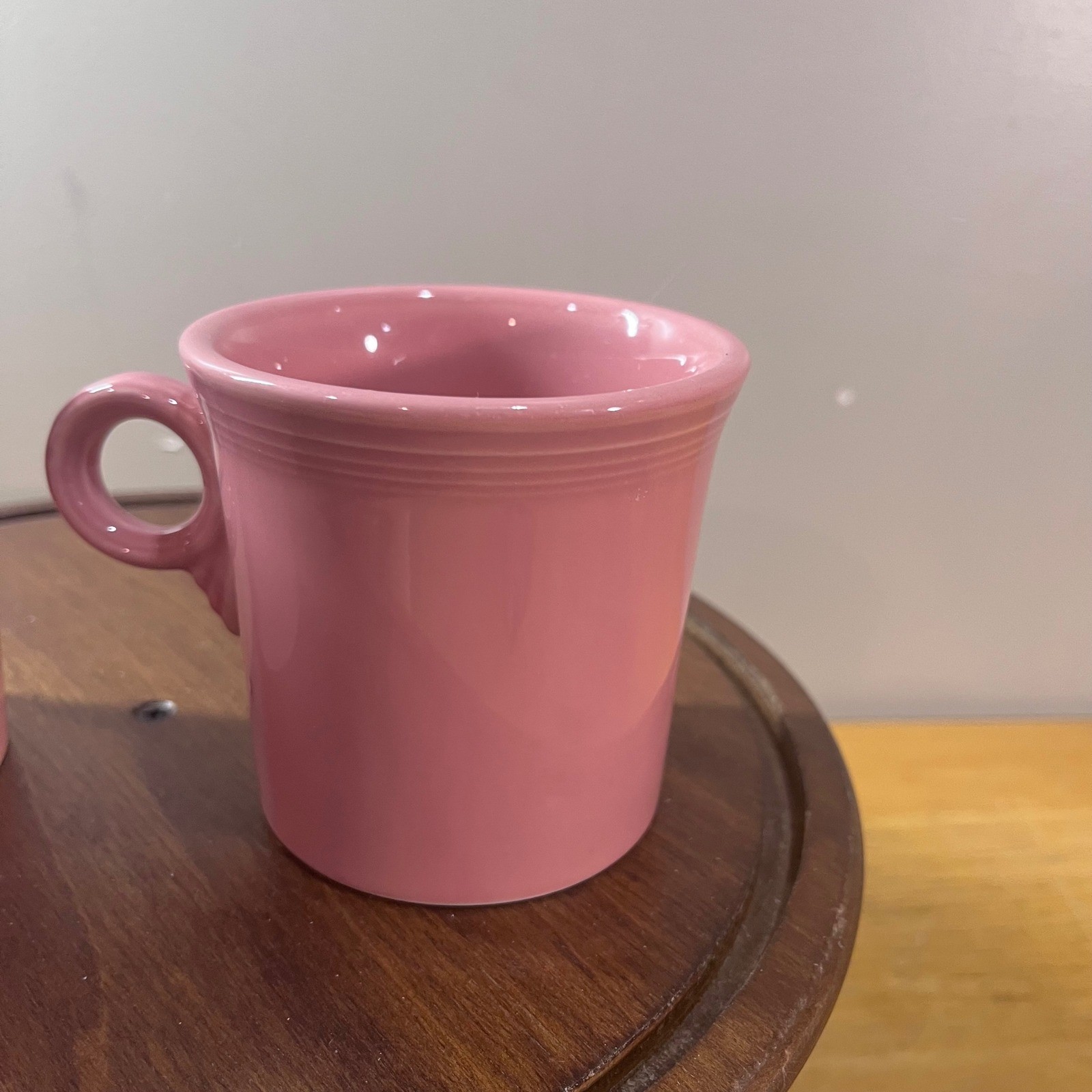 Vtg Fiesta Rose Pink Coffee Mugs Set of 2 Ring Handle Homer Laughlin USA Ceramic
