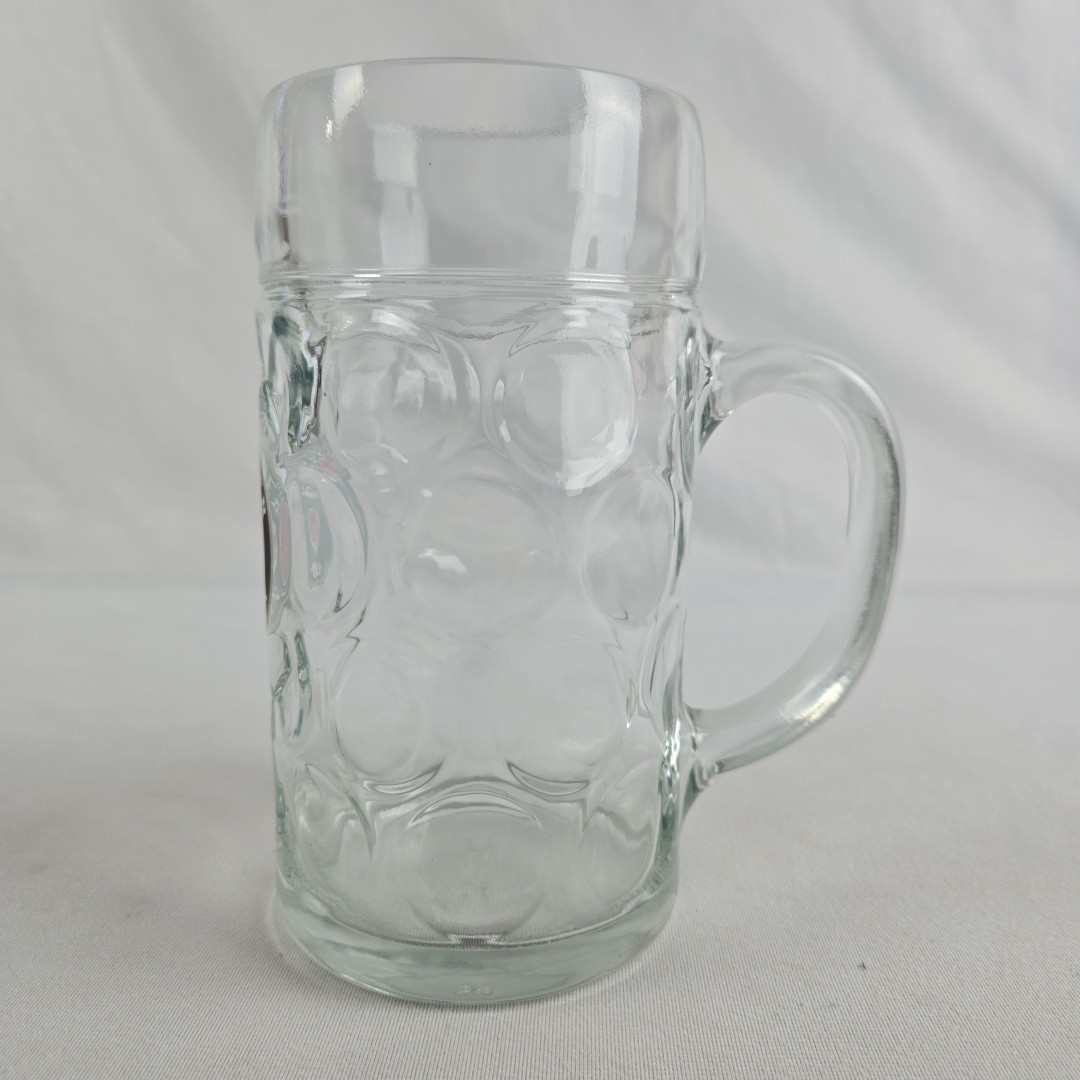 Paulaner Munchen 1 Liter Dimpled Glass Beer Stein Mug German Oktoberfest 8″