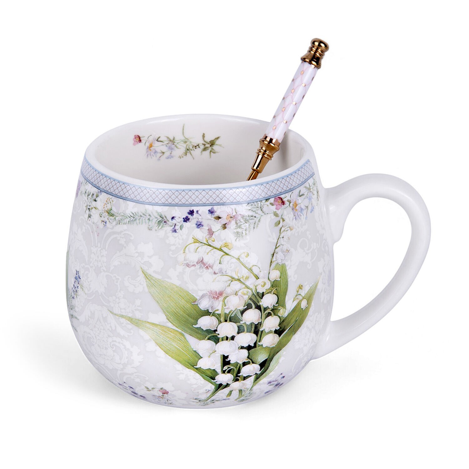 Lily of the Valley Bone China Mug Porcelain Cup Coffee Tea Mug Jumbo Mug 14.5 oz