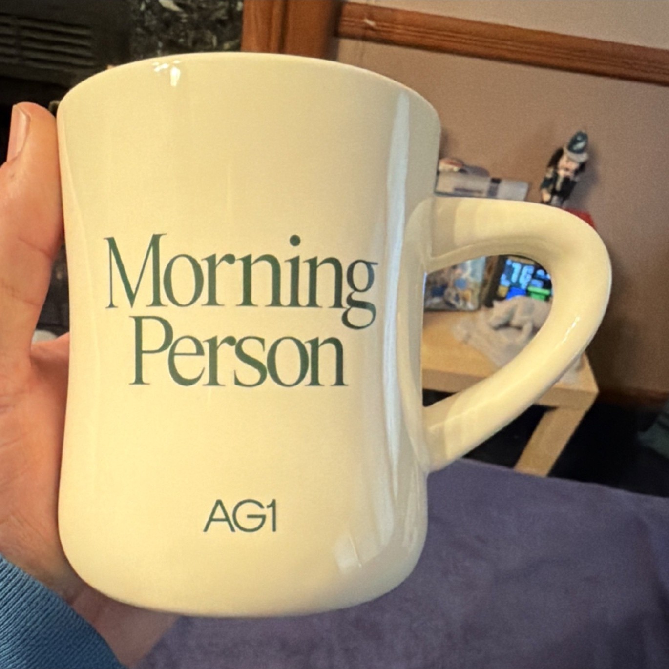 NEW AG1 Morning Person 12 fl oz White Ceramic Coffee Mug, Decorated Classic