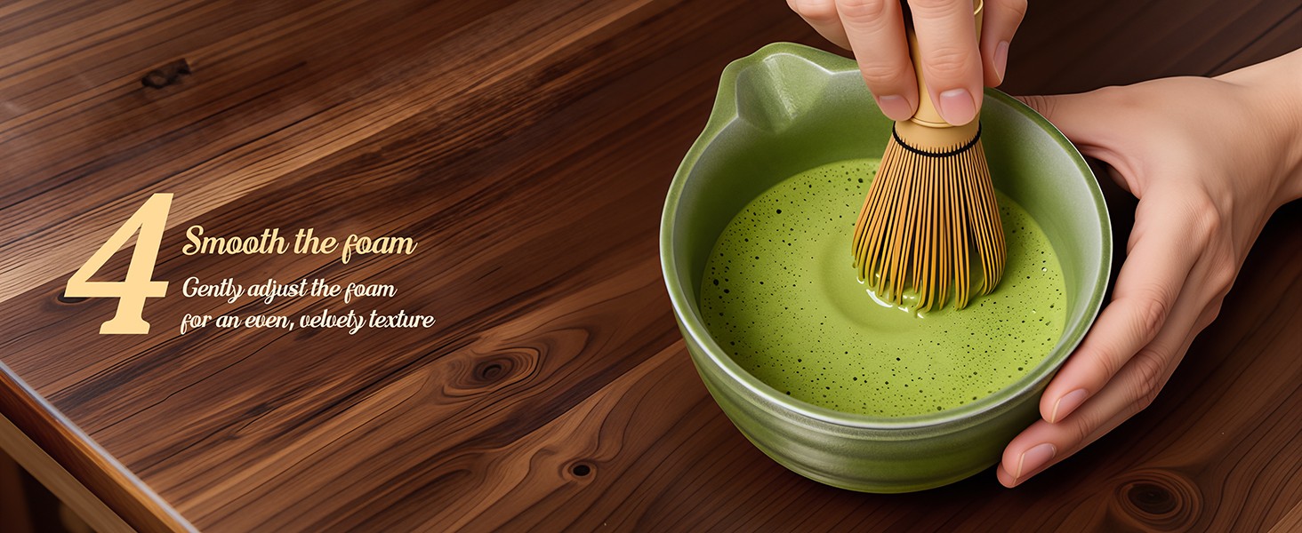 5 Pcs Gradient Green Matcha Set – Ceric Bowl, Bboo Chasen, Holder,